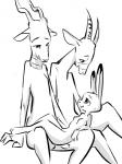 anthro breasts comfy female group male nude open_mouth purple_eyes sex simple_background sitting white_background toxoglossa disney zootopia bucky_oryx-antlerson judy_hopps pronk_oryx-antlerson antelope bovid bovine gemsbok grazing_antelope kudu lagomorph leporid mammal oryx rabbit spiral-horned_antelope black_and_white monochrome