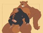 anthro brown_body brown_fur duo erection fur genitals grin male male/male muscular muscular_male one_eye_closed penis sex size_difference slightly_chubby smile wink unrealrui bear eulipotyphlan mammal mole_(animal) hi_res