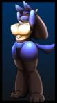 2016 anthro big_breasts biped black_body black_claws black_fur blue_body blue_fur blush bodily_fluids breasts brown_body brown_fur canid canine chest_tuft claws drgnalexia drooling featureless_breasts female fur generation_4_pokemon hi_res lucario mammal nintendo pokemon pokemon_(species) red_eyes saliva simple_background solo spikes tail tan_body tan_fur toe_claws tongue tongue_out tuft