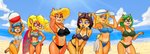 anthro ball beach beach_ball bedroom_eyes big_breasts bikini bodyboard breasts clothed clothing eyewear female footwear group hat headgear headwear inflatable narrowed_eyes sandals seaside seductive shoes sunglasses swimwear two-piece_swimsuit zaboom activision crash_bandicoot_(series) crash_team_racing_(series) crash_team_racing_nitro-fueled ami_bandicoot coco_bandicoot isabella_bandicoot liz_bandicoot megumi_bandicoot tawna_bandicoot bandicoot mammal marsupial