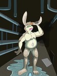 anthro inflatable latex male navel pool_toy simple_background solo transformation unusual_navel unoriginaldoggo animate_inanimate lagomorph leporid living_inflatable mammal rabbit 3:4 digital_media_(artwork) hi_res