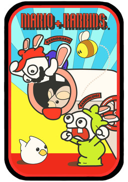 ambiguous_feral ambiguous_gender anthro beady_eyes beak big_ears black_border black_eyes black_facial_hair black_mustache black_nose blue_clothing blue_overalls border buckteeth clothed clothed_anthro clothed_male clothing directional_arrow facial_hair feathers feral fist flying frown frowning_at_another fur green_clothing green_hat green_headwear green_robe grey_body grey_fur group hat headgear headwear holding_clothing holding_hat holding_headgear holding_headwear holding_object insect_wings larger_anthro larger_male light limbless long_ears looking_down looking_up_at_another lying male male_anthro mitten_hands mouthless multicolored_body mustache no_eyebrows noseless nude_ambiguous on_front open_frown open_mouth orange_beak overalls pipe plus_sign poster raised_hands robe sitting sitting_on_ground size_difference smaller_ambiguous smaller_feral tail tan_body tan_inner_ear tan_skin teeth text title two_tone_body valve_(mechanical) white_body white_feathers white_fur white_tail white_wings wings yellow_body charisuke mario_bros mario_plus_rabbids_kingdom_battle nintendo raving_rabbids rayman_(series) ubisoft rabbid_luigi rabbid_mario arthropod avian bee bird hymenopteran insect lagomorph mammal mouse murid murine rabbid rodent 2023 absurd_res character_name colored crossover digital_drawing_(artwork) digital_media_(artwork) english_description english_text hi_res japanese_description lighting shaded simple_shading