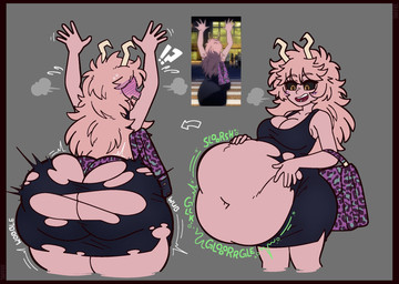 abdominal_bulge after_vore ambiguous_gender ambiguous_prey animal_print before_and_after belly big_belly big_breasts big_butt black_sclera blush blush_lines bodily_fluids bottomwear breasts breath butt butt_expansion cheetah_print cleavage clothed clothing death digestion digestion_noises dress exclamation_point expansion fatal_vore female female_pred grey_background hair hand_on_belly horn huge_belly huge_butt humanoid_pred hyper hyper_belly hyper_butt long_hair looking_back messy_hair navel open_mouth open_smile overweight overweight_female overweight_humanoid panties pattern_bottomwear pattern_clothing pattern_panties pattern_underwear pink_body pink_hair purse question_mark raised_arms rear_view rumbling_stomach screencap shaded_face side_view simple_background sloshing_belly smile solo spots spotted_bottomwear spotted_clothing spotted_panties spotted_underwear surprised sweat sweatdrop teeth torn_clothing torn_dress underwear vore wardrobe_malfunction weight_gain toffee_gulp my_hero_academia ashido_mina horned_humanoid humanoid 2026 digital_media_(artwork) hi_res reference_image right_to_left