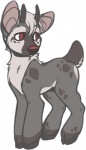 feral grey_background hair hooves horn looking_back male nude raised_tail red_eyes red_nose short_tail side_view simple_background solo standing tail white_background jean_(artist) neopets deer ixi_(neopets) mammal neopet_(species) colored