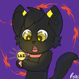 amazed anthro black_body black_fur collar collar_tag fangs fur jewelry male pendant solo teeth unknown_artist kittycat_laz domestic_cat felid feline felis mammal 1:1 absurd_res hi_res