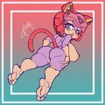 anthro anus armor big_breasts breasts butt feet female headgear helmet nipples solo stirrup_(marking) tail toes pizzacat samurai_pizza_cats polly_esther domestic_cat felid feline felis mammal 1:1 absurd_res hi_res