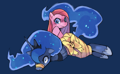 bdsm blue_eyes blue_hair bondage bound captured cosmic_hair duo ethereal_hair female feral hair horn pink_hair rape_face scared starry_hair suizilla friendship_is_magic hasbro my_little_pony mythology pinkamena_(mlp) pinkie_pie_(mlp) princess_luna_(mlp) earth_pony equid equine horse mammal mythological_creature mythological_equine pony unicorn alpha_channel hi_res