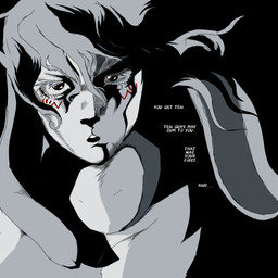 anthro dialogue eyelashes fur glare hair long_ears long_eyelashes looking_at_viewer male nude open_mouth profanity simple_background solo teeth text tuft white_body white_fur codlam lagomorph leporid mammal rabbit 1:1 comic digital_media_(artwork) english_text hi_res monochrome