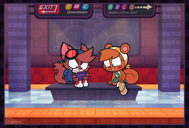 angry anniversary anthro blue_eyewear blue_goggles confusion duo electronics eyewear female game_console goggles high_top_shoes male red_lens sitting subway_station ajmarekart murphy_and_mitzi mitzi_(ajmarekart) murphy_(ajmarekart) domestic_cat felid feline felis mammal rodent sciurid tree_squirrel 2019 2026 hi_res remake