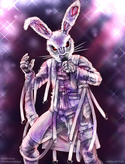 2019 5_fingers android anthro belt biped black_nose black_sclera bottomwear bulge clothed clothing denim denim_clothing digital_media_(artwork) digital_painting_(artwork) fingers front_view fully_clothed fur glistening glowing glowing_eyes half-length_portrait head_tilt hi_res holding_microphone holding_object humanoid_hands jeans lagomorph leporid light lighting light_theme lock long_ears looking_at_viewer machine male mammal masked_singer metallic_body microphone one_ear_up pants performing portrait pose rabbit rabbit_(masked_singer) red_eyes robot shadow simple_background singing solo sparkleee-sprinkle sparkles standing whiskers white_body white_clothing white_fur wiringRating: SafeScore: 8User: ImpidiDinkaDooDate: September 26, 2019