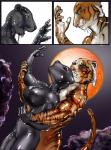 duo female goo-connected_lips goo_suit latex male moon transformation croft felid latex_creature living_latex mammal pantherine tiger comic