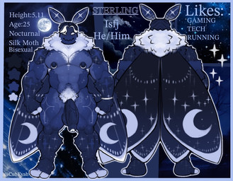 2_toes 4_fingers accessory anthro balls biceps big_balls big_penis biped blue_body blue_fur blue_hair blue_wings bracelet feet fingers flaccid foreskin fur genitals glans hair humanoid_genitalia humanoid_penis jewelry male male_anthro muscular muscular_anthro muscular_male muscular_thighs navel neck_tuft nipple_piercing nipples nude nude_anthro nude_male pecs penis piercing plantigrade solo sterling_(sterling) text toes triceps tuft vein veiny_penis white_body white_fur white_glans white_hair white_toes white_tuft wings sugur_star arthropod insect lepidopteran moth english_text