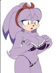 anthro bandicoot big_breasts breasts clothed clothing digital_media_(artwork) female fur hair hand_on_breast hi_res long_hair mammal marsupial open_mouth orange_eyes perci_the_bandicoot sega simple_background solo sonic_boom sonic_the_hedgehog_(series) staci_the_bandicoot standing superbunnygt white_background