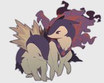 all_fours ambiguous_gender colored_fire duo fire flaming_hair flaming_mane fur pseudo_hair pseudo_mane purple_fire simple_background umixign nintendo pokemon pokemon_legends_arceus generation_2_pokemon generation_8_pokemon hisuian_form hisuian_typhlosion pokemon_(species) regional_form_(pokemon) typhlosion hi_res