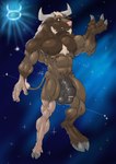 abs anthro astrology balls big_balls big_penis brown_body brown_fur digitigrade flaccid foreskin fur genitals hair hooves horn humanoid_genitalia humanoid_penis male mid_transformation muscular muscular_anthro muscular_male nipples nude pecs penis simple_background smile solo species_transformation tail transformation valensfd european_mythology greek_mythology mythology bovid bovine human mammal minotaur mythological_creature digital_media_(artwork) hi_res