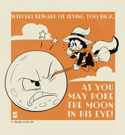 1930s_theme 4_fingers angry anthro broom cape cleaning_tool clothing duo eye_poke female fingers fleischer_style_toon flying hat headgear headwear holidays male moon nervous nervous_smile pie_cut_eyes text toony witch_broom witch_hat joaoppereiraus halloween sharon_macucci mammal mephitid skunk 2021 absurd_res english_text hi_res