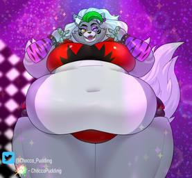 anthro arm_warmers armwear belly big_belly big_breasts bottomwear breasts clothing colored_nails crop_top ear_piercing eyebrows eyeshadow female fluffy fluffy_tail fupa fur furaffinity_logo gesture green_highlights green_nails grey_body grey_fur grey_hair hair hand_gesture highlights_(coloring) hotpants joints lipstick looking_at_viewer machine makeup midriff morbidly_obese multicolored_body multicolored_fur nails navel obese obese_female one_eye_closed overweight overweight_female piercing purple_armwear purple_clothing purple_eyeshadow purple_lipstick red_bottomwear red_clothing red_topwear segmented_body shirt shorts shoulder_pads smile smiling_at_viewer solo sparkles star_pattern tail thick_eyebrows thick_thighs topwear twitter_logo two_tone_body two_tone_fur v_sign wink winking_at_viewer yellow_eyes chocco_pudding five_nights_at_freddy's five_nights_at_freddy's:_security_breach furaffinity scottgames steel_wool_studios twitter roxanne_wolf animatronic canid canine canis mammal robot wolf 2023 absurd_res hi_res watermark