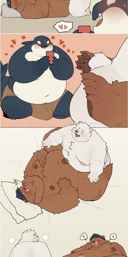 4_toes 5_fingers after_anal after_sex anal anal_penetration angry anthro anthro_on_anthro anthro_penetrated anthro_penetrating anthro_penetrating_anthro bed belly belly_to_belly big_belly big_moobs black_body black_skin black_tail bodily_fluids bottomwear brown_body brown_bottomwear brown_clothing brown_fur brown_glans brown_nipples brown_nose brown_pants brown_pawpads butt chest_tuft clothed clothing cum cum_from_ass cum_in_ass cum_inside darkened_genitalia darkened_penis electronics emanata erection erection_under_clothing eyes_closed feet fingers fish_tail fluffy fur furniture genital_fluids genitals glans glistening glistening_nipples group hair hand_on_belly hand_on_leg hat hat_only headgear headgear_only headwear headwear_only heart_symbol holding_object holding_phone huge_belly huge_thighs iconography kneeling looking_pleasured male male/male male_penetrated male_penetrating male_penetrating_male moobs mostly_nude multicolored_body multicolored_penis multicolored_skin navel nipples nude obese obese_anthro obese_male on_bed open_mouth overweight overweight_anthro overweight_male pants pawpads paws penetration penis phone sex short_tail simple_background sweat sweatdrop sweaty_belly sweaty_body sweaty_face sweaty_legs sweaty_thighs tail tan_body tan_fur tenting thick_thighs toes trio tuft two_tone_penis white_body white_eyes white_fur white_skin white_tail wide_hips quanjiang aquatic bear brown_bear cetacean dolphin mammal oceanic_dolphin orca polar_bear scalie toothed_whale ursine 2025 absurd_res colored comic digital_drawing_(artwork) digital_media_(artwork) flat_colors hi_res