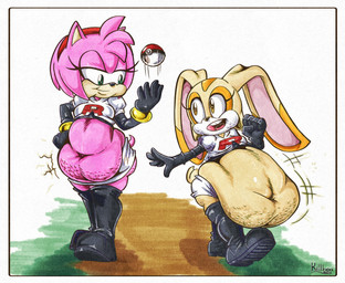 after_vore anthro belly big_belly cellulite clothing duo female gloves handwear overweight pink_body pokeball vore white_clothing killboo nintendo pokemon sega sonic_the_hedgehog_(series) team_rocket amy_rose cream_the_rabbit eulipotyphlan hedgehog lagomorph leporid mammal rabbit 2025 hi_res
