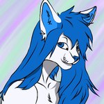 anthro blue_eyes blue_hair blue_inner_ear_fluff blue_nose fur hair inner_ear_fluff long_hair male nessi_kettu_(neszi) simple_background solo tuft white_body white_fur chris_r arctic_fox canid canine fox mammal true_fox 1:1 digital_drawing_(artwork) digital_media_(artwork) portrait