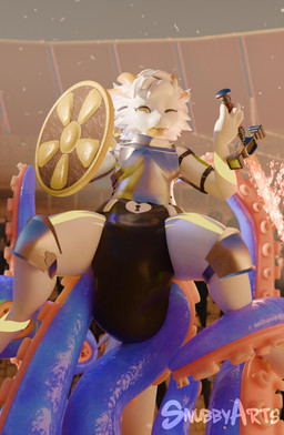 anthro armor big_diaper biped clothed clothing diaper diaper_fetish diaper_only flaming_sword flaming_weapon fur hair locked_diaper male melee_weapon roleplay rome shield solo spread_legs spreading sword tentacles tongue topless warrior weapon wearing_diaper white_body white_fur snubbyarts mythology kobold mythological_creature scalie 3d_(artwork) absurd_res digital_media_(artwork) hi_res huge_filesize