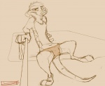 2015 anthro clothed clothing disney dominant dominant_male first_person_view foxer421 herpestid holding_leash holding_object jewelry leash leashed_pov looking_at_viewer male mammal meerkat navel necklace sketch solo spread_legs spreading the_lion_king timon topless underwear