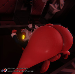 balls big_butt black_clothing bottomless bottomless_male butt clothed clothing fingers genitals glowing glowing_eyes hair hooves horn huge_butt humanoid_genitalia humanoid_penis male not_furry penis red_balls red_body red_penis red_skin solo tail text white_hair yellow_sclera feversfm valorlynz_(modeler) hellaverse helluva_boss moxxie_(helluva_boss) demon imp 2026 3d_(artwork) digital_media_(artwork) hi_res url