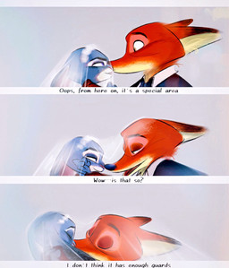 anthro anthro_on_anthro clothed clothing dialogue duo female fingers fur grey_body grey_fur half-closed_eyes interspecies kissing long_ears male male/female multicolored_body multicolored_fur narrowed_eyes open_mouth orange_body orange_fur predator/prey purple_eyes tan_body tan_fur text wedding_veil nibkman0304 disney zootopia judy_hopps nick_wilde canid canine european_rabbit fox lagomorph leporid mammal oryctolagus rabbit red_fox true_fox comic english_text hi_res