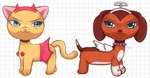 blush bottomwear brown_body clothed clothed_feral clothing duo female feral floppy_ears flower fur fur_markings halo horn jewelry markings necklace plant skirt tail yellow_body nymphromancy hasbro littlest_pet_shop littlest_pet_shop:_popular brooklyn_hayes lps_339 lps_675 savannah_reed american_shorthair angel canid canine canis dachshund domestic_cat domestic_dog felid feline felis hunting_dog mammal hi_res