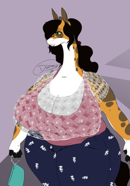 anthro big_breasts breasts clothed clothing curvy_figure eyelashes eyewear female glasses hair horn huge_breasts lips long_hair mature_female ossicone overweight overweight_anthro overweight_female pursed_lips shirt simple_background solo standing tank_top thick_thighs topwear voluptuous wide_hips dizzyknight gizzie_(starknight321) giraffe giraffid mammal 2018 absurd_res digital_media_(artwork) hi_res