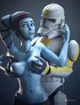 3d_(artwork) aayla_secura airress3d alien armor biped blue_body blue_nipples blue_skin breast_fondling breast_grab breast_play breasts clone_trooper clothed clothing commander_bly digital_media_(artwork) duo female fondling fully_clothed_human fully_clothed_male hand_on_breast hi_res human humanoid lekku_(anatomy) lips male male/female mammal navel nipples partially_clothed_female partially_clothed_humanoid standing star_wars star_wars:_the_clone_wars style_emulation topless topless_female topless_humanoid twi'lek white_armor