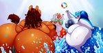 anthro ball beach_ball belly big_belly big_breasts big_butt breasts butt claws clothed clothing fangs female fur genitals group hair half-closed_eyes inflatable mostly_nude narrowed_eyes nipples nude obese obese_anthro obese_female open_mouth overweight overweight_anthro overweight_female pussy raised_arm raised_clothing raised_shirt raised_tail raised_topwear rear_view scales shirt side_view splash tail tail_tuft teeth thick_thighs tongue topwear trio tuft water wide_eyed wide_hips shenzel disney mythology zootopia mira_(shenzel) sophie_(shenzel) trinity_(shenzel) aquatic_dragon common_hippopotamus dinosaur dragon elephantid hippopotamid hybrid mammal mammoth marine mythological_creature mythological_scalie prehistoric_species proboscidean reptile scalie theropod tyrannosaurid tyrannosauroid tyrannosaurus tyrannosaurus_rex 2018 hi_res