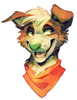 brown_body brown_fur fur open_mouth smile solo teeth tongue whiskers white_body white_fur jeniak canid canine canis domestic_dog mammal 2015 digital_media_(artwork)