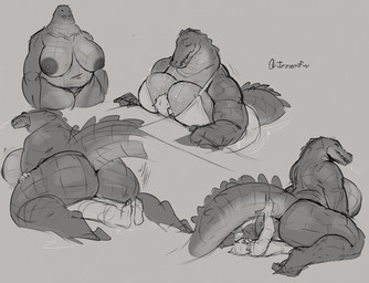 against_surface against_wall anthro anthro_penetrated belly big_breasts big_butt big_tail bikini breasts butt clothing cowgirl_position duo female female_on_human from_front_position huge_breasts huge_butt huge_tail human_on_anthro human_penetrating human_penetrating_anthro interspecies larger_anthro larger_female male male/female male_on_anthro on_bottom on_top overweight overweight_anthro overweight_female partially_submerged penetration penile penile_penetration penis_in_vagina reverse_cowgirl_position sex size_difference smothering swimming_pool swimwear tail thick_tail two-piece_swimsuit vaginal vaginal_penetration voluptuous_anthro voluptuous_female water jezzlen crocodile crocodilian human mammal reptile scalie hi_res multiple_scenes sketch_page