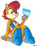 anthro boots clothing computer electronics female footwear holographic_screen shoes sitting solo topwear vest papawaff archie_comics sega sonic_the_hedgehog_(archie) sonic_the_hedgehog_(comics) sonic_the_hedgehog_(series) sally_acorn chipmunk ground_squirrel mammal rodent sciurid 2020 hi_res