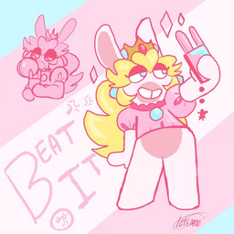 anthro bent_arm blonde_hair blowing_bubble_gum blue_ear_piercing blue_eyes bottomless bottomless_anthro bottomless_female cellphone clothed clothed_anthro clothed_female clothing colroed cross-popping_vein crown dialogue ear_piercing electronics eyelashes featureless_crotch featureless_legs female female_anthro flat_chested fur gem hair half-closed_eyes happy headgear holding_cellphone holding_object holding_phone keychain light long_hair mitten_hands narrowed_eyes no_pupils noseless pattern_background phone piercing pink_clothing pink_eyelashes pink_eyelids pink_eyes pink_hair pink_line_art pink_shirt pink_topwear pose ruby_(gem) sapphire_(gem) shirt simple_background solo straight_arms straight_legs striped_background taking_picture taking_selfie tan_body tan_skin teeth text tooth_gap toothy_smile topwear white_body white_fur letsmoo427 mario_bros mario_plus_rabbids_kingdom_battle nintendo raving_rabbids rayman_(series) ubisoft rabbid_peach lagomorph mammal rabbid 1:1 2024 artist_name colored_line_art crossover digital_drawing_(artwork) digital_media_(artwork) english_description english_text lighting