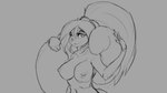 16:9 4k absurd_res anthro big_breasts breasts digital_drawing_(artwork) digital_media_(artwork) female fur grey_background hair hand_on_tail hi_res long_hair long_tail looking_at_viewer mammal monochrome nipples nude rodent sciurid simple_background smile solo standing tail watsup widescreen