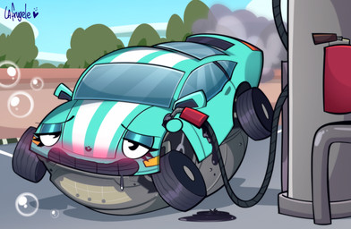 after_transformation ahegao ambiguous_gender belly belly_inflation blush bodily_fluids car day detailed_background drooling eyelashes fire_extinguisher gas_station green_body hose hose_inflation inflation liquid_inflation looking_pleasured machine not_furry oil outside plant road saliva smoke solo tree vehicle wheel window la-frugele koopsloops animate_inanimate living_car living_machine living_vehicle 2024 digital_media_(artwork) hi_res signature female_(lore)