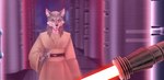 anthro apprentice asian_clothing belt clothed clothing duel duel_of_the_fates duo east_asian_clothing female fight fur hair hilt holding_object holding_weapon japanese_clothing jedi jedi_tunic kimono laser laser_beam lightsaber male male/female master melee_weapon mentor red_lightsaber robe science_fiction shirt sith sith_lord solo standing sword text topwear tunic weapon cedess_velkaas star_wars qui-gon_jinn alien bothan canid canine canis mammal wolf zabrak colored digital_drawing_(artwork) digital_media_(artwork) hi_res story story_at_source story_in_description url widescreen