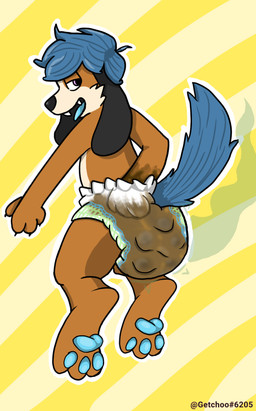 ambiguous_gender anthro blue_body blue_fur blue_tail church clothed clothing diaper diaper_only feces fur intersex intersex/male male pooping scatplay smelly soiled_diaper soiling soiling_diaper solo tail topless unclean_diaper used_diaper using_diaper wearing_diaper getchoo_pup canid canine mammal hi_res