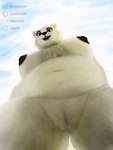 anthro belly breasts female fur genitals mature_female navel nipples pussy red_eyes slightly_chubby smile solo white_body white_fur andy_234 bear mammal polar_bear ursine 3:4