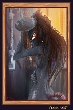 anthro bathing breasts brown_hair female female_anthro fur grey_body grey_fur hair long_hair looking_at_viewer looking_back looking_back_at_viewer nude nude_female shower showering side_boob small_breasts solo tail water wet wet_body wet_fur wet_hair yellow_eyes mr.foxman ratricia_(el-k) mammal mouse murid murine rodent 2026 digital_media_(artwork) half-length_portrait hi_res portrait signature