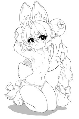 ahoge anthro blep bow_panties bow_underwear braided_hair breasts childish_panties clothed clothing eyebrows feet female female_anthro fur gesture hair hand_gesture inner_ear_fluff kneeling loli long_hair looking_at_viewer navel nipples nude nude_anthro nude_female panties panties_only pawpads paws piercing pigtails print_clothing print_panties print_underwear pupils raised_arm seiza simple_background sitting slim_female small_breasts smile solo text thick_eyebrows thick_thighs toes tongue tongue_out topless topless_female tuft twin_braids underwear underwear_only v_sign white_background wide_hips young healingpit mihoyo zenless_zone_zero zhao_(zenless_zone_zero) lagomorph leporid mammal rabbit thiren 2025 absurd_res digital_media_(artwork) english_text full-length_portrait hi_res monochrome portrait adult_(lore)