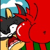 anthro black_body black_fur butt duo fur humor male shocked avoid_posting zody sega sonic_the_hedgehog_(series) knuckles_the_echidna shadow_the_hedgehog eulipotyphlan hedgehog mammal 1:1 2d_animation animated low_res short_playtime thumbnail