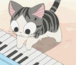 :3 ambiguous_gender big_eyes feral keyboard musical_instrument playing_music raised_tail solo stripes tail toony whiskers young unknown_artist chi's_sweet_home chi_(cat) domestic_cat felid feline felis mammal 2d_animation animated loop low_res short_playtime female_(lore)