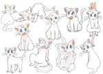 blue_eyes blush bodily_fluids fangs fur male multiple_poses open_mouth pose shocked simple_background surprise tears teeth variations white_background white_body white_fur tsubobot sailor_moon_(series) artemis_(sailor_moon) domestic_cat felid feline felis mammal