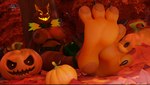 anklet anthro areola armor autumn autumn_leaves barefoot big_breasts black_claws breasts brown_areola brown_body brown_nipples claws clothing feet female food foot_fetish foot_focus forest fruit fur fur_trim_(clothing) glowing glowing_eyes glowing_mouth holidays humanoid_feet jack-o'-lantern jewelry leaves_on_ground leg_armor multicolored_body nipples nude orange_body outside pawpads paws plant plantigrade pumpkin smile soles solo toes tree two_tone_body two_tone_feet bigdogenzo epic_games fortnite pack_leader_highwire canid canine canis mammal wolf 16:9 3d_(artwork) blender_(artwork) digital_media_(artwork) widescreen