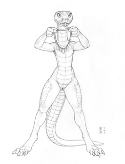 4_fingers anthro big_tail biped butt butt_from_the_front claws digitigrade featureless_chest featureless_crotch female finger_claws fingers flat_chested forked_tongue front_view holding_jewelry holding_necklace holding_object humanoid_hands jewelry logo long_neck long_tail looking_at_viewer necklace nude pupils scales simple_background slit_pupils solo tail tapering_tail thick_tail thick_thighs toe_claws tongue tongue_out ventral_scales white_background wide_hips ecmajor reptile scalie snake 2025 artist_logo dated full-length_portrait graphite_(artwork) hi_res monochrome portrait traditional_media_(artwork)