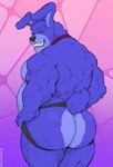 anthro big_butt butt clothing fur jockstrap male muscular muscular_anthro muscular_male purple_body purple_fur solo teeth underwear tylerstark five_nights_at_freddy's scottgames bonnie_(fnaf) lagomorph leporid mammal rabbit hi_res