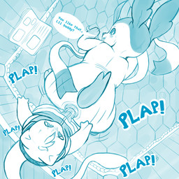 3_toes age_difference all_fours anal anal_penetration asking asking_another asking_for_opinion blush bodily_fluids clothed clothing contact_onomatopoeia dark_sclera dialogue digitigrade doggystyle duo feet feral flower freckles from_behind_position genitals head_tuft high-angle_view impact_onomatopoeia larger_penetrated looking_back male male/male newspaper older_penetrated onomatopoeia open_mouth penetration penis plant plap question questioning_tone sex size_difference sound_effects speech_bubble sweat tail talking_to_another talking_to_partner text toes tuft yes-no_question young bluebean nintendo pokemon bluebean_the_mew fan_character eeveelution generation_1_pokemon generation_6_pokemon legendary_pokemon mew_(pokemon) pokemon_(species) sylveon 1:1 blue_and_white english_text hi_res monochrome